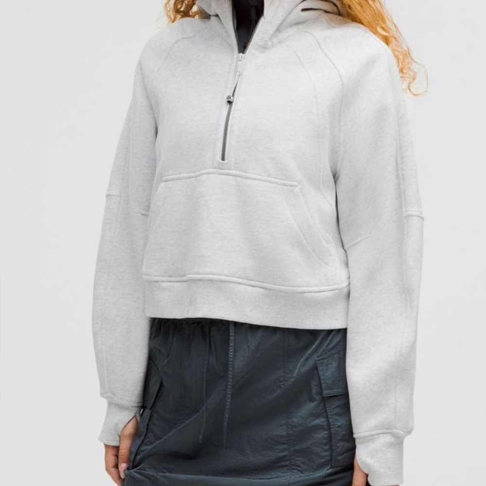 Lululemon Scuba Oversized 1/2 Zip Hoodie M/L Heathered Core Ultra Light Grey
